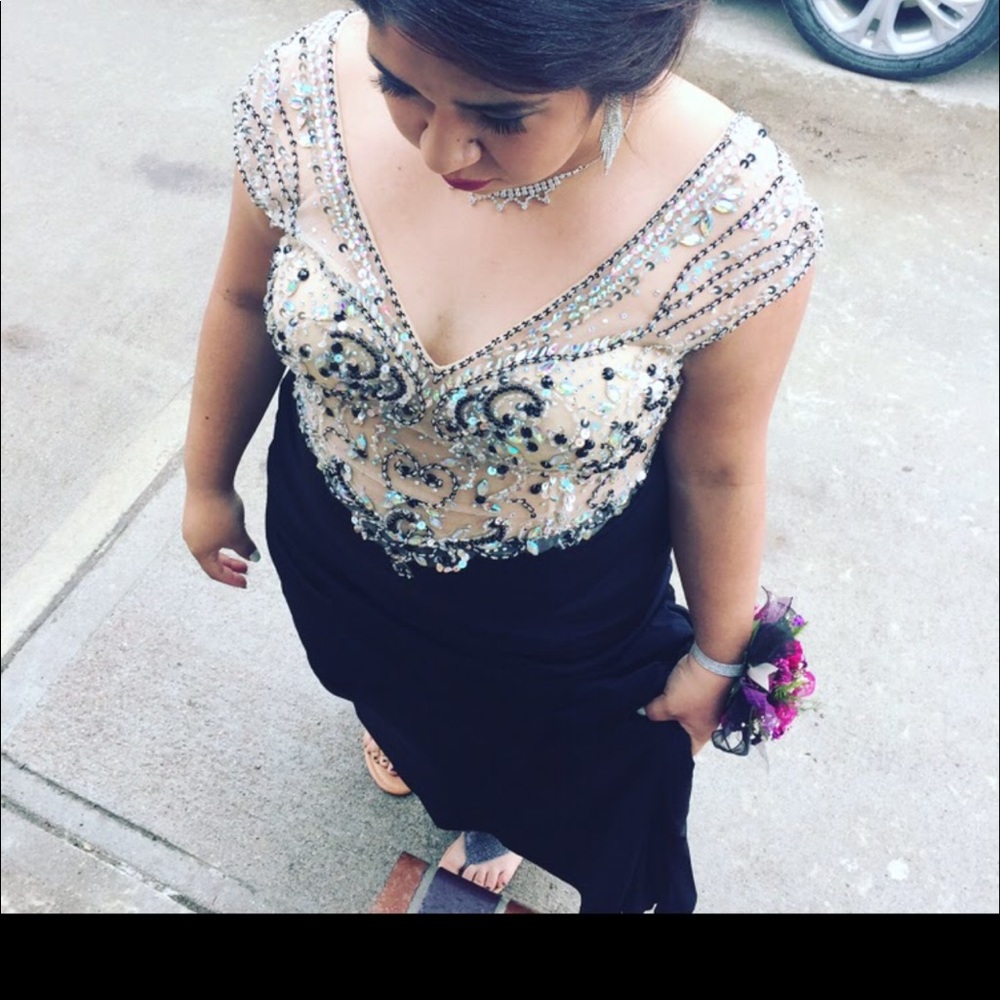 Black sequin/ bead prom dress